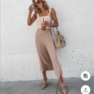 Leith Easy Crop Pants (XS- Tan / Taupe)